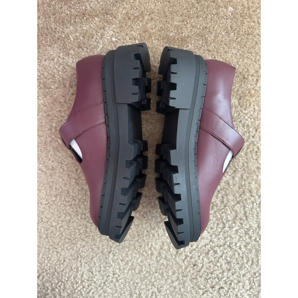 Steve Madden Kamlee T-Strap Loafers Womens 6.5 Wine Lug Sole‎ Platform Shoes NEW - Picture 5 of 9